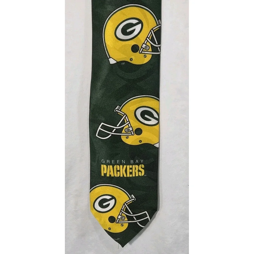 Vintage Ralph‎ Marlin Green Bay Packers Tie 1993 Polyester Made in the USA 3.75
